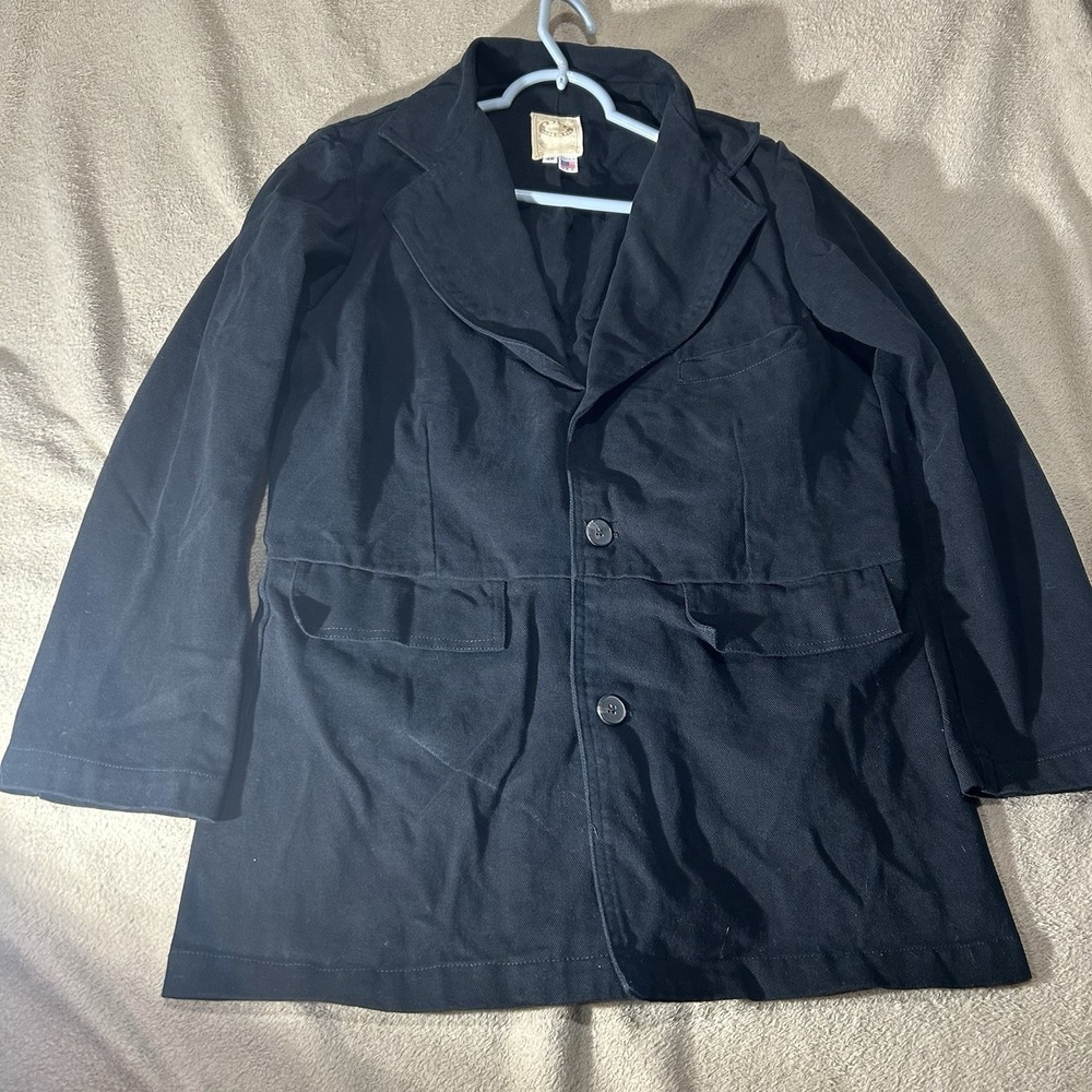 Vtg Wah Maker Frontier Clothing Black Cotton Frock Coat Western Blazer Mens 36